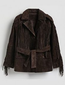 Zamszowa kurtka z kołnierzem Reserved brązowa damska 922KI-89X