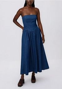 Jeansowa sukienka midi Reserved niebieska 9257H-55J