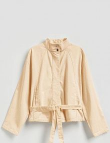 Bawełniana kurtka z wiązaniem Reserved żółta damska 9262H-10J