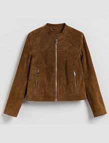 Zamszowa kurtka Reserved brązowa damska 935JM-82X