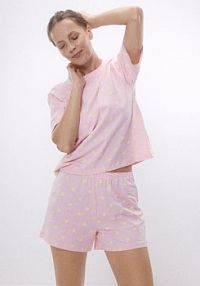 Bawełniana piżama w serca Reserved różowa damska 936HQ-03X
