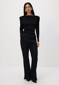 Spodnie z rozcięciami long leg Reserved czarne damskie 956HF-99X