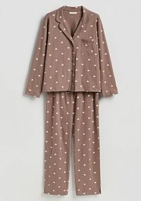 Dwuczęściowa piżama w serca Reserved brązowa damska 956HQ-84X