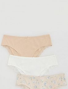 Wzorzyste majtki hipster 3 pack Reserved beżowe damskie 957HP-02X
