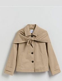 Krótki trencz z szalem Reserved beżowy damski 957JM-80X