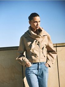 Kurtka z szalem Reserved beżowy damski 958JM-80X