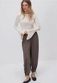 Spodnie balloon Reserved beżowe damskie 985HS-80X