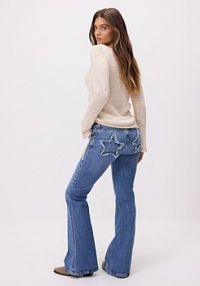 Jeansy flare z niskim stanem Reserved niebieskie damskie UL654-55J