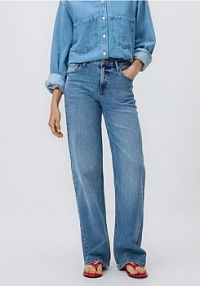 Jeansy straight ze średnim stanem Reserved niebieskie damskie UL662-55J