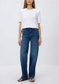 Jeansy straight ze średnim stanem Reserved granatowe damskie UL662-59J