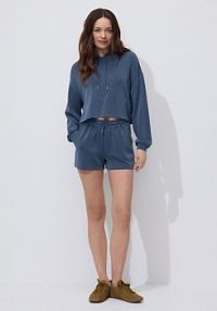 Szorty z wiskozą Reserved granatowe damskie VI094-95X