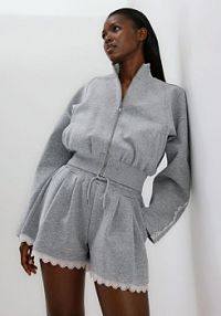 Szorty z bawełną Reserved szare damskie VI099-09M