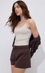 Bawełniane szorty Reserved beżowe damskie VI101-80X