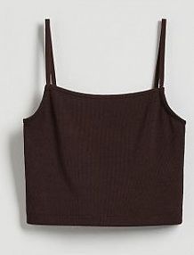 Krótki top na ramiączkach Reserved brązowy damski WC380-88X