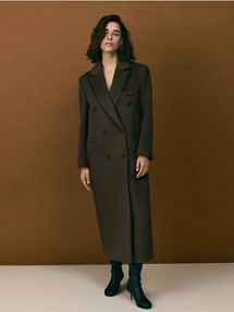 Płaszcz oversize z wełną Reserved brązowy damski WM912-98M