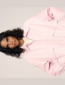 Kurtka bomberka z imitacji skóry Reserved różowa YT971-30X