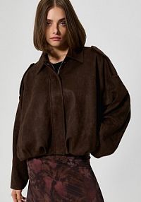 Kurtka bomber oversize z imitacji zamszu  House brązowa 162HR-88X