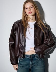 Czekoladowa kurtka bomber z kołnierzykiem House brązowa 385HW-88X