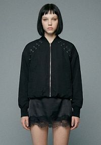 Kurtka bomber z wiązaniem House czarna 399HW-99X