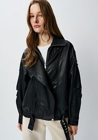 Kurtka bomber ze stójką i paskiem House czarna 429HW-99X