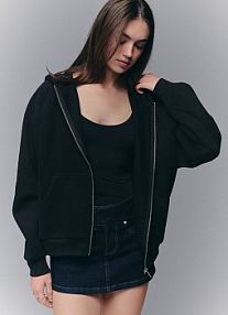 Rozpinana  bluza z kapturem i raglanowym rękawem House czarna damska 643JL-99X