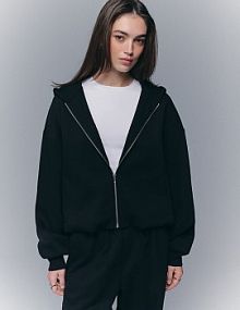 Rozpinana bluza typu bombka z kapturem basic  House czarna damska 681IO-99X