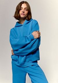 Niebieska bluza basic z kapturem House fioletowa damska 682IO-54X