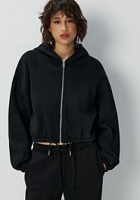 Rozpinana  bluza z kapturem House czarna damska 686IO-99X