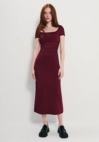 Bordowa sukienka midi bodycone z krótkim rękawem House brązowa 697IW-93X