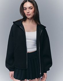 Rozpinana bluza z kapturem  House czarna damska 705IO-99X