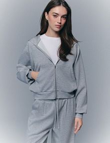 Rozpinana bluza z kapturem i modalem w składzie basic  House szara damska 716IO-09M