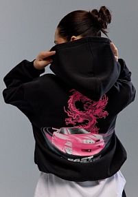 Bluza z kapturem i motywem Fast & Furious na plecach House czarna damska 861JM-99X