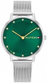 Zegarek TOMMY HILFIGER srebrny zielony damski W.KRUK   PIPPA