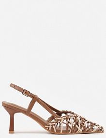 Brązowe czółenka na Szpilce z Ażurową Szydełkową Cholewką Navioil ideal