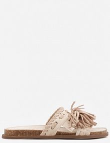 Beżowe klapki Boho z Ozdobnymi Frędzlami Samsonitta ideal damskie