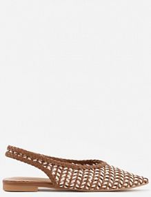 Brązowe baleriny Slingback z Plecionki ze Szpiczastym Noskiem Eupheleta ideal