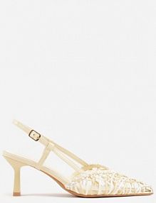 Żółte czółenka na Szpilce z Ażurową Szydełkową Cholewką Navioil ideal