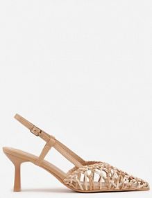 Ciemnobeżowe czółenka na Szpilce z Ażurową Szydełkową Cholewką Navioil ideal