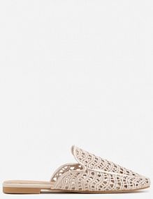 Beżowe Ażurowe klapki Mule z Plecioną Cholewką Raguela ideal damskie