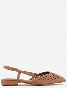 Brązowe Sandały Slingback z Kwadratowym Noskiem i Ażurową Cholewką Jurria ideal