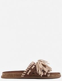 Brązowe klapki Boho z Ozdobnymi Frędzlami Samsonitta ideal damskie