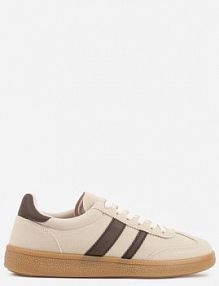 Beżowo-Brązowe sneakersy Typu Tenisówki Ozdobione Paskami po Bokach Fefia gowin damskie