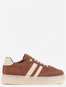 Brązowe sneakersy na Platformie w Stylu Tenisówek Ozdobione Paskami Ladia ideal damskie