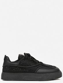 Czarne sneakersy na Platformie Ozdobione Cyrkoniami Kyllyss marquiiz damskie