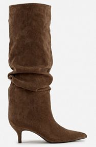 Brązowe Kozaki na Kaczuszce z Marszczoną Cholewką Alavitte marquiiz