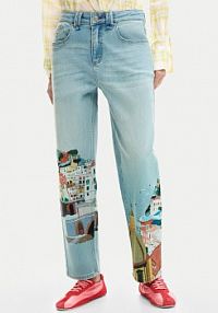 Jeansy Desigual kolorowe damskie Amalfi 26SWDD01  Tapered Fit