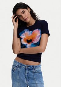 T-shirt Desigual granatowy damski Estocolmo 26SWTK03  Regular Fit