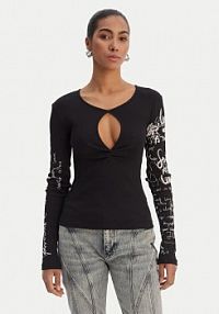 Bluzka Desigual czarna damska 26SWTK18  Slim Fit