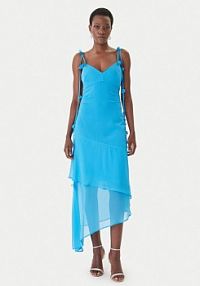 Sukienka koktajlowa Guess niebieska W6GKAD W2526  Regular Fit