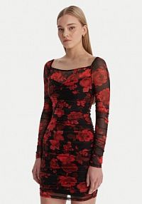 Sukienka koktajlowa Guess czerwona W6RK0A KBAH2  Slim Fit